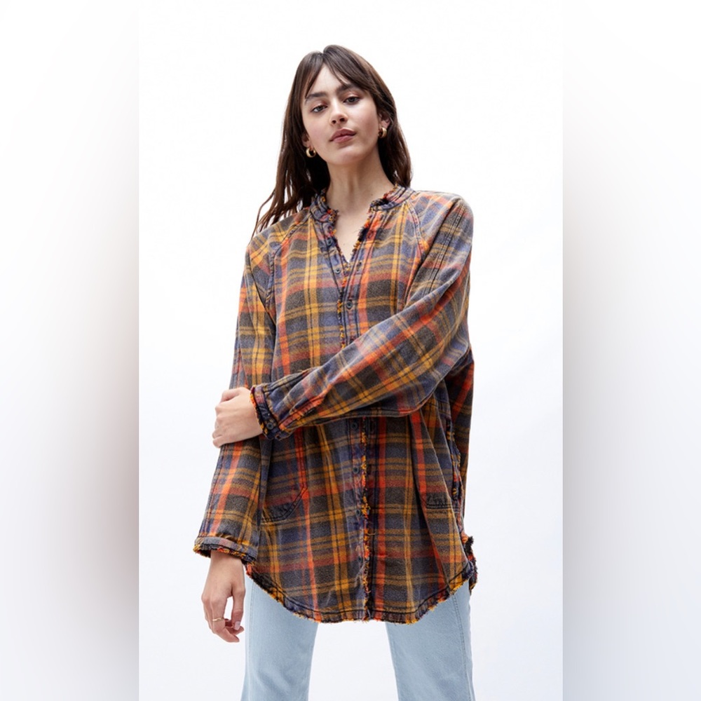 FREE PEOPLE WE THE FREE SUMMER DAYDREAM PLAID SHIRT SIZE XS
